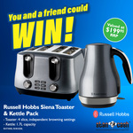 Win 1 of 2 Russell Hobbs Siena Toaster & Kettle Packs Worth $199.95 from Stan Cash