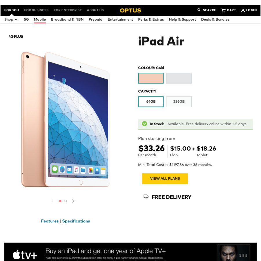 iPad Air 3 Cellular Gold or Silver, 64GB / 256GB $657.36 ...