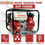 ETOSHA Petrol Water Transfer Pump 8HP 2" 1.5‘’ Irrigation Fire Fighting Hi-Flow $249 Delivered @ Superxbull eBay