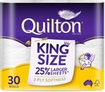 Quilton 3 Ply King Size Toilet Tissue (175 Sheets/Roll,121mm x 114mm, 30pk) $22/$19.80 (S&S) + Delivery ($0 Prime/$39+) @ Amazon