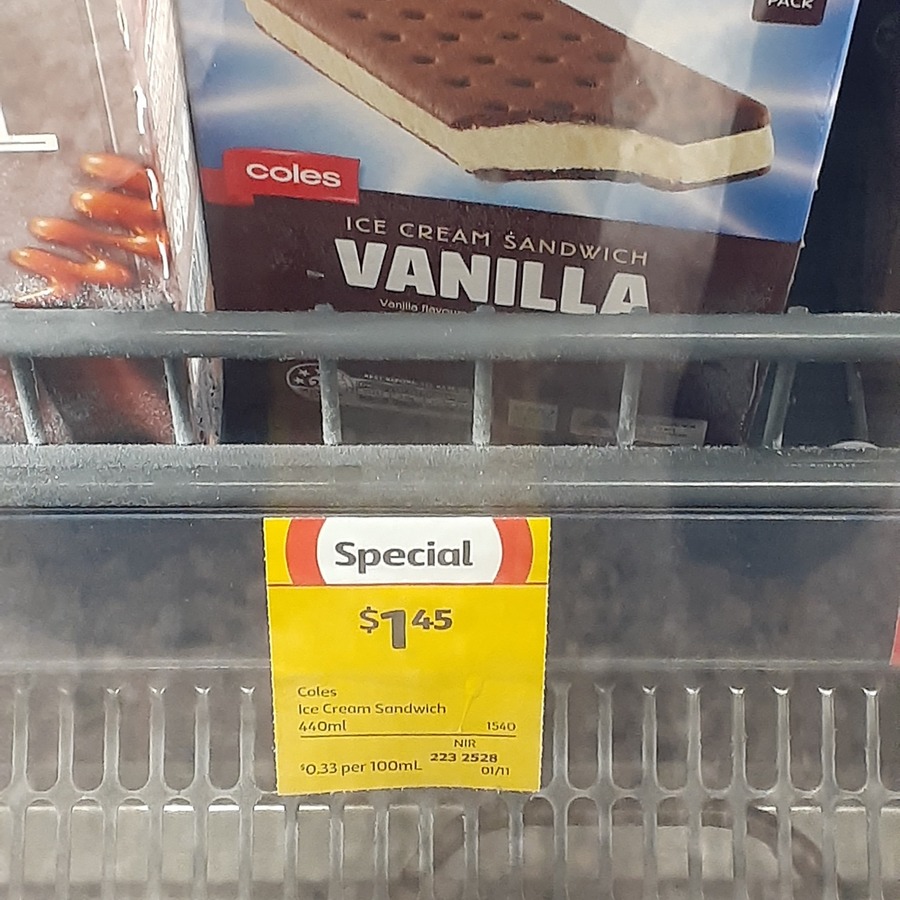 [NSW] Coles Ice Cream Sandwich 4 Pack 1.45 Coles North Ryde OzBargain