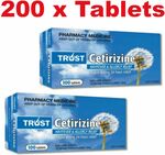 200x Trust Cetirizine 10mg (Generic Zyrtec) (Long Expiry Date) $27.99 Delivered @ PharmacySavings