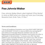 Free with Any Purchase - Johnnie Walker Black Label Highball 275ml Bottle with Everyday Rewards (in Store Only) @ BWS