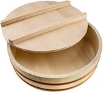 Wooden Sushi Rice Bowl with Lid Hangiri Sushi Oke Sushi Rice Mixing Tub (14.2" with Lid) $61.41 + $44.86 Post @ Amazon US via AU
