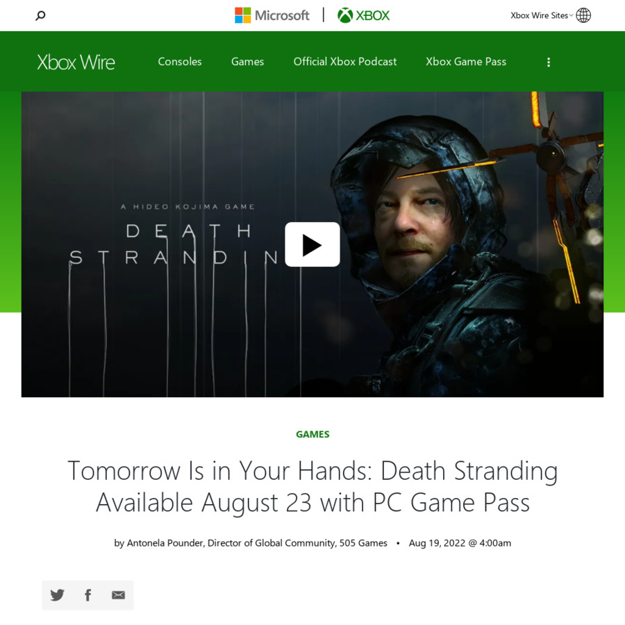 Death Stranding Launches on Xbox Game Pass on PC Starting 23 August