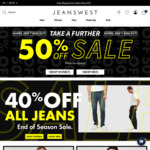 50% off Sale Items + $9.95 Shipping ($0 C&C/ $75+ Order) @ Jeanswest
