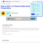 Win 1 of 2 Beats Studio Buds True Wireless Noise Cancelling In-Ear Headphones in Ocean Blue from Student Edge