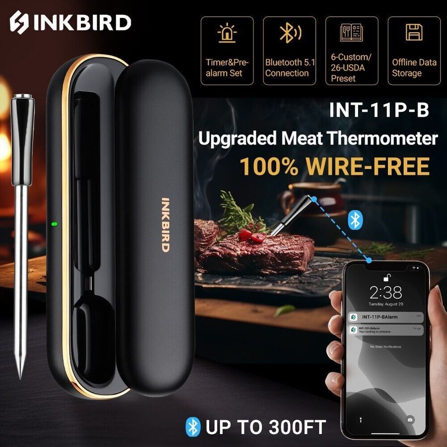 INKBIRD Wireless Meat Thermometer INT-11P-B, Bluetooth Meat