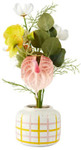 Artificial Flowers in Check Vase $5 (Was $15) + Delivery ($0 OnePass/C&C/in Store/ $65 Order) @ Kmart