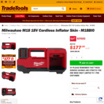 Milwaukee M18 18V Cordless Inflator Skin - M18BI0 $177.00 (RRP $227.00) + Delivery ($0 in-Store QLD) @ TradeTools