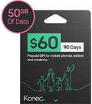 Konec 90 Days SIM Starter Pack 50GB $30 (Was $60) + Delivery ($0 C&C/ in-Store / $65 Spend) @ Big W
