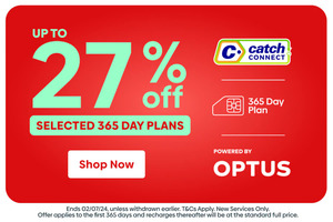 Catch Connect 365-Day Prepaid Plans: 60GB $89, 120GB $109 Delivered @ Catch