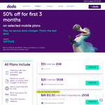 50% off First 3 Months Postpaid Mobile Plans: 25GB for $12.50/Month (Ongoing $25), 45GB for $17.50/Month (Ongoing $35) @ Dodo