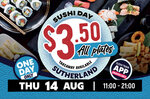 [NSW] $3.50 All Plates Thu 14th August @ Sushi Train, Sutherland