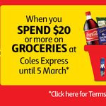 Save 10c/L on Fuel at Coles Express with $20+ Spend on Groceries