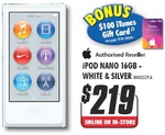 iPod Nano 16GB White & Silver $219 + Bonus $100 iTunes Gift Card @ The Good Guys