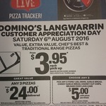 Value, Extra Value, Chef's Best & Traditional $3.95 Pickup @ Domino's (Langwarrin, VIC)