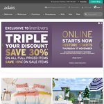 Adairs - Spend $80, Get $30 off (Can Stack with Linen Lovers for 5% off on Sale Items, or 10% off on Full Item Price Items)