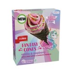 Vanilla & Raspberry Fantasy Cones 4 Pack $5 @ Coles