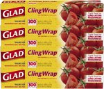 [Amazon Prime] Glad ClingWrap Plastic Food Wrap - 300 Square Foot Roll - 4 Pack $13.52 Delivered @ Amazon AU (via Amazon US)