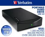 Verbatim 1TB External Hard Drive $189 + Free Shipping with PayPal - Catch of the Day