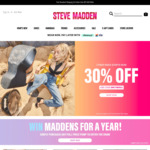 30% off and Extra 10% off for Subscribers + Delivery ($0 with $25 Order) @ Steve Madden