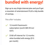 $15/Month off nbn for 12 Months (from $59/M) & Free 12-Month Paramount Plus Subscription (Energy Customers Only) @ Origin Energy