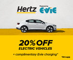 20% off Electric Vehicle Rental Base Rate + Complimentary Evie Charging @ Hertz Australia