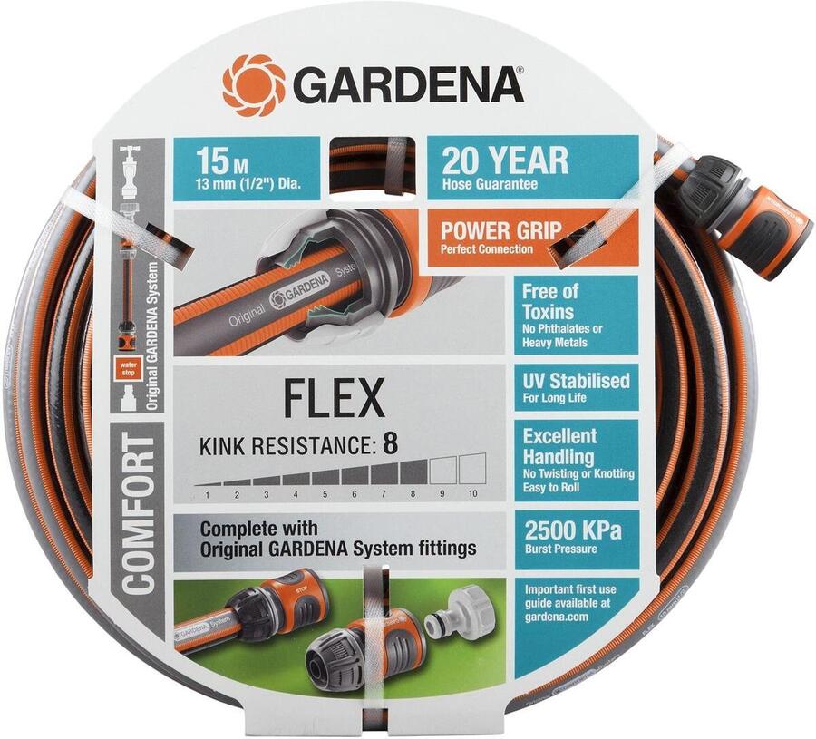 GARDENA FLEX Fitted Garden Hose 15m 13mm 22 54 RRP 39 95   806621x 