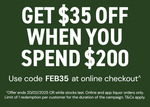 $35 off Minimum $200 Spend Online Only Offer+ Delivery ($0 Click&Collect) @ Dan Murphy's (Free Membership Required)