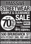 Streetwear Clearance Sale - Mossimo, Superdry, Diesel, - Brunswick Street (MELB) - up to 70% OFF
