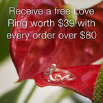 Free Love Ring with Any Order over $80 & Free Shipping with Orders over $100