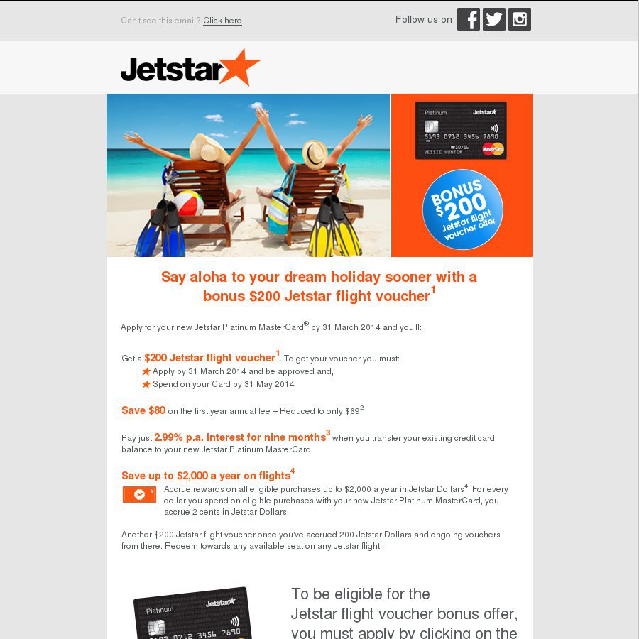 200 Jetstar Flight Voucher With Jetstar Mastercard Platinum Reduced 200 Jetstar Flight Voucher With Jetstar Mastercard Platinum Reduced