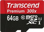 Transcend 64GB MicroSDXC Class10 UHS-1 Memory Card with Adapter $24.99 USD + $5.05 USD Shipping @ Amazon