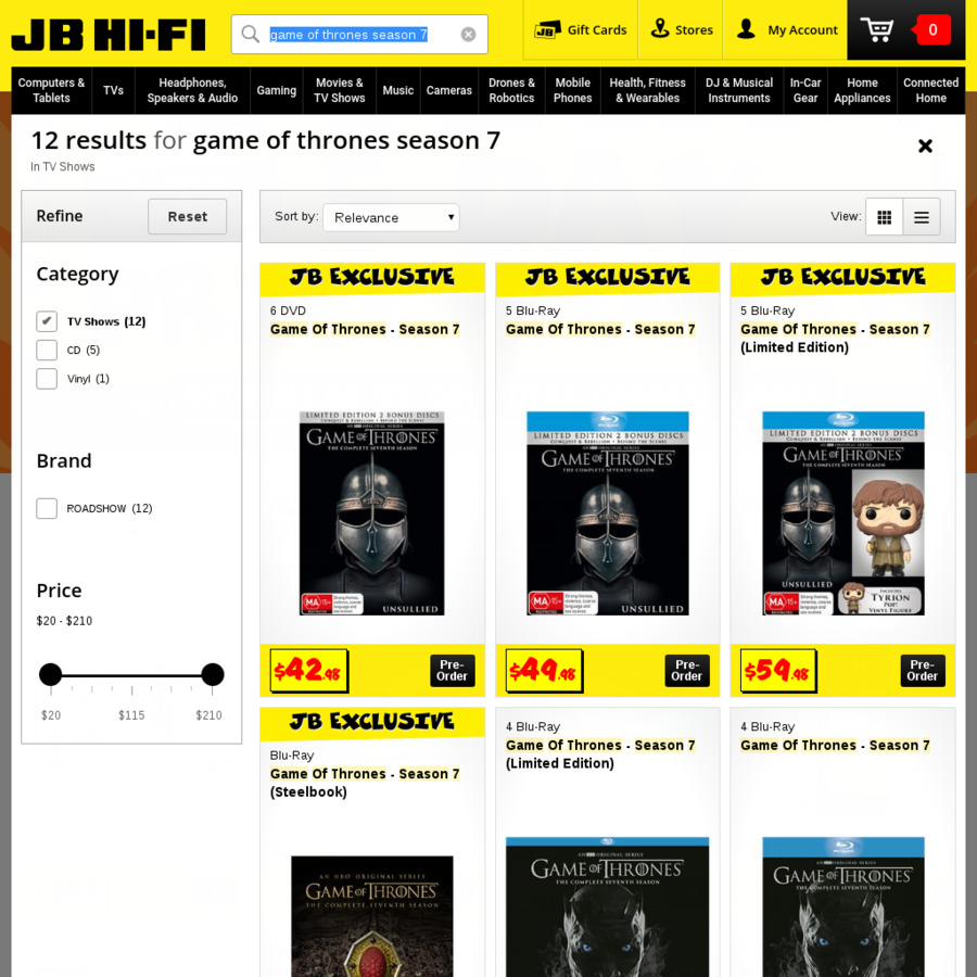 20 off Game of Thrones Season 7 Boxsets JB HiFi