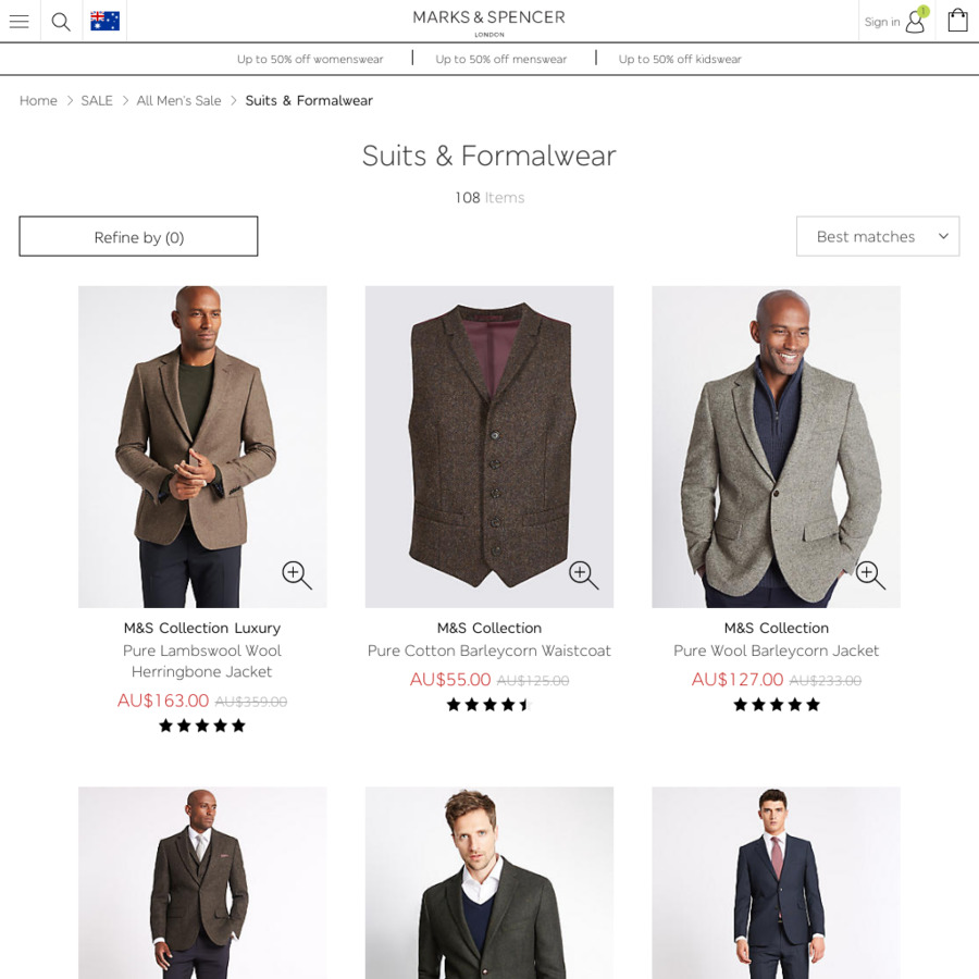 Marks and Spencer Suits & Formalwear Sale - Pure Wool Jackets for $127 ...