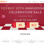 10th Anniversary Sales - $6 off Coupon (Min Spend $40) and $12 off Coupon (Min Spend $120)  @ YoyBuy