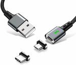TERSELY Magnetic Charger Cable, 2in1 QC3.0 (Type C + Micro USB) Cable 1M $10.39 + Post (Free with Prime/$49+) @ Statco Amazon AU