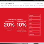 Extra 20% off Fashion/Shoes Accessories | Extra 10% off Homewares & Electrical @ David Jones
