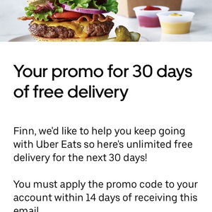 30 Days of Free Delivery @ Uber Eats - OzBargain