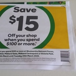 [WA] $15 off $100 Minimum Spend (Barcode Required) @ Woolworths (7 Stores Only - Details Inside)