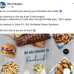 [NSW] Buy Anything and Get 3 Free Burgers @ Ribs and Burgers Randwick (First 500)