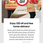 [NSW, ACT] $20 off and Free Delivery with $250+ Spend @ Coles Online