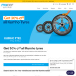 30% off All Kumho Tyres @ Mycar Tyre & Auto