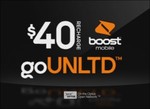 $40 Boost Credits Recharge Value Send Direct to Your Phone for $20 First 100 Customers 50% off