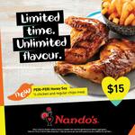 Peri Peri Honey Soy ½ Chicken & Regular Side for $15 (was $17.95) Pickup /+ Delivery @ Nando's