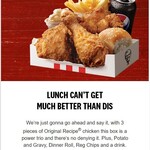 3PC Original Recipe Box $8 Pickup Only @ KFC (App or Web Order Only)