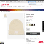 Ribbed Beanie Personalised $5.00 (RRP $19.99) + Delivery (Free with $60 Spend) @ Cotton on
