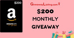 Win a US$200 Amazon Gift Card from Giveaway Listing