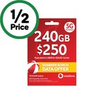 ½ Price Vodafone $250 240GB 1-Year Prepaid Starter Pack for $125 @ Woolworths